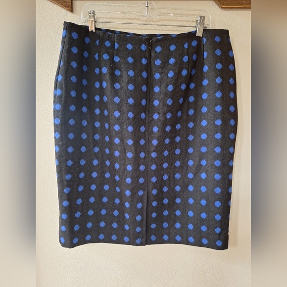 Talbots Womens Black W/Blue Polka-dot Wool Blend Knee Length Skirt Size 14 - Picture 7 of 7